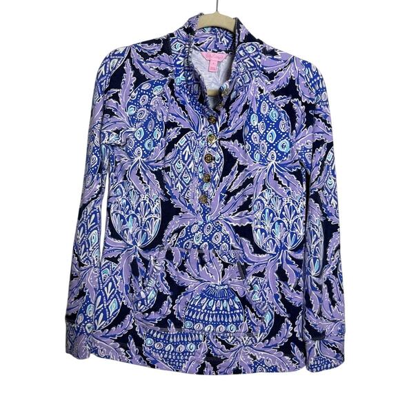 Lilly Pulitzer Captain Popover Coco Safari Lilac Verbena Sweatshirt Sz. S - Picture 2 of 6